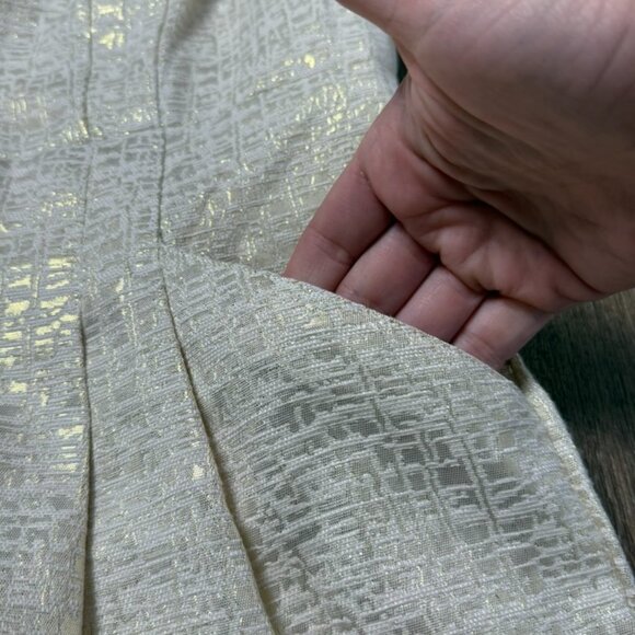 Dalia Jacquard Cocktail Party Dress w/ Pockets Sz 6 Sleeveless Lined Cream/Gold - Picture 6 of 14